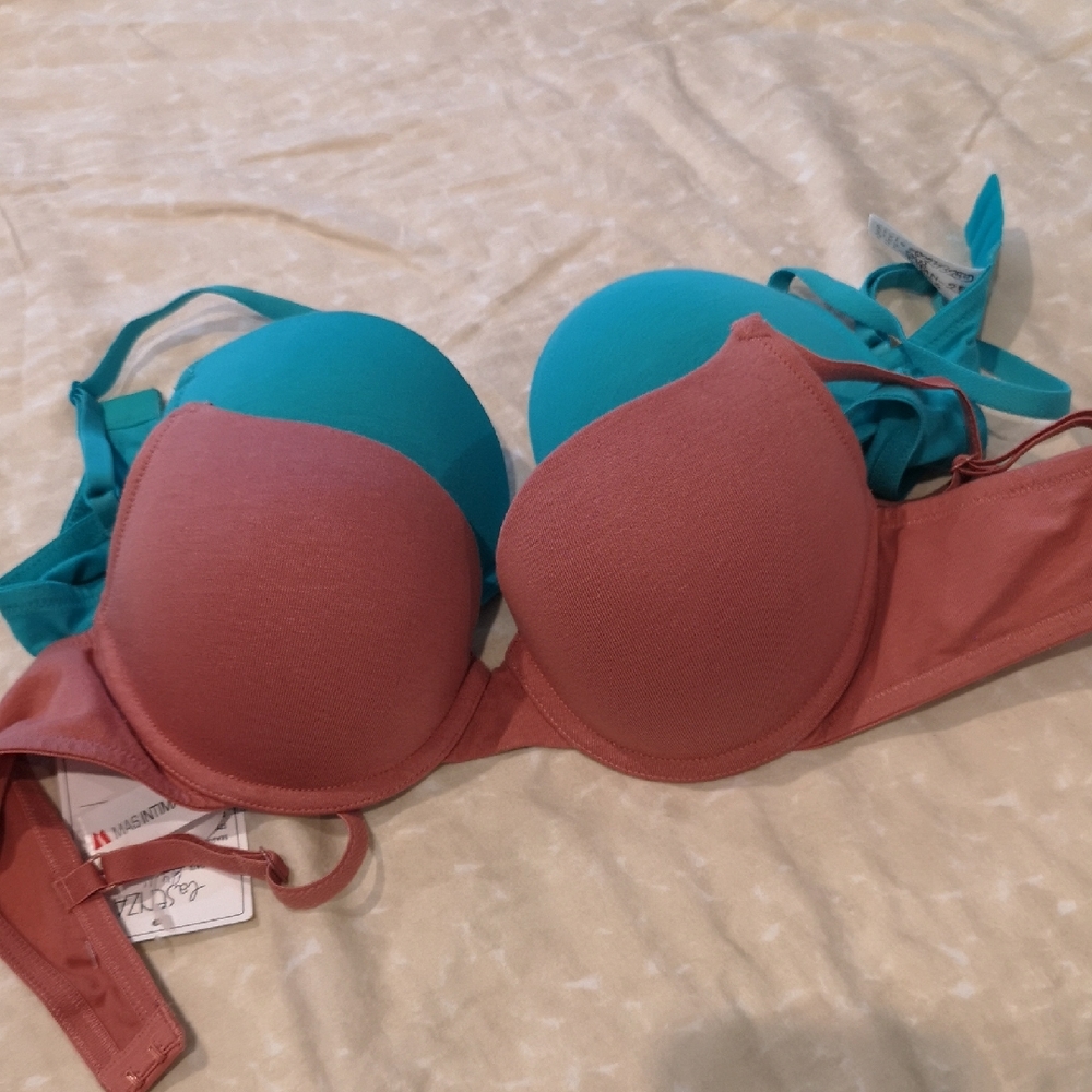 Women’s Two-Tone Push-Up Bra - Pink & Teal